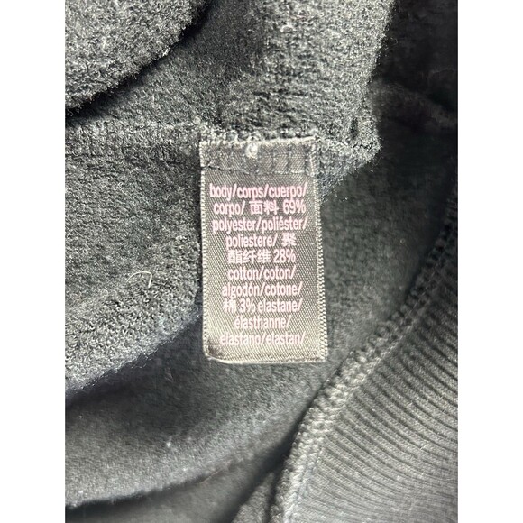 Victoria's Secret Women Sweatshirt Large Black Hoodie Cropped Logo Fleece - Picture 9 of 9